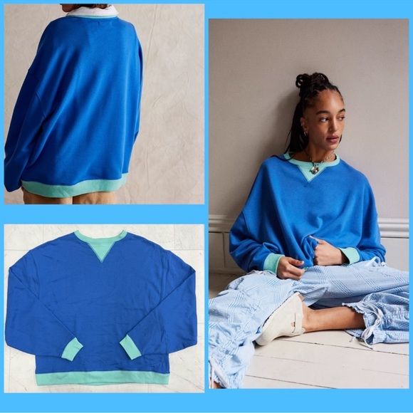 Free People Tops - NWOT Free People Classic Crew Colorblock Sweatshirt